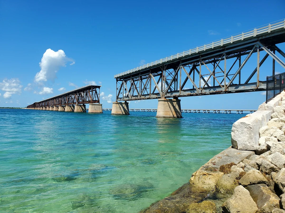 Historic railway bridge and turquoise water at Bahia Honda State Park